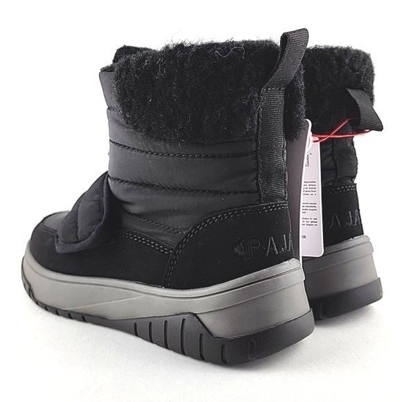 PAJAR Youth Black Winter Waterproof Boots Velcro Insulated Rated -30c Size US 1 - Picture 4 of 16